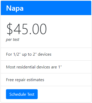 Napa Residential Backflow Test