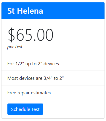 St Helena Residential Backflow Test
